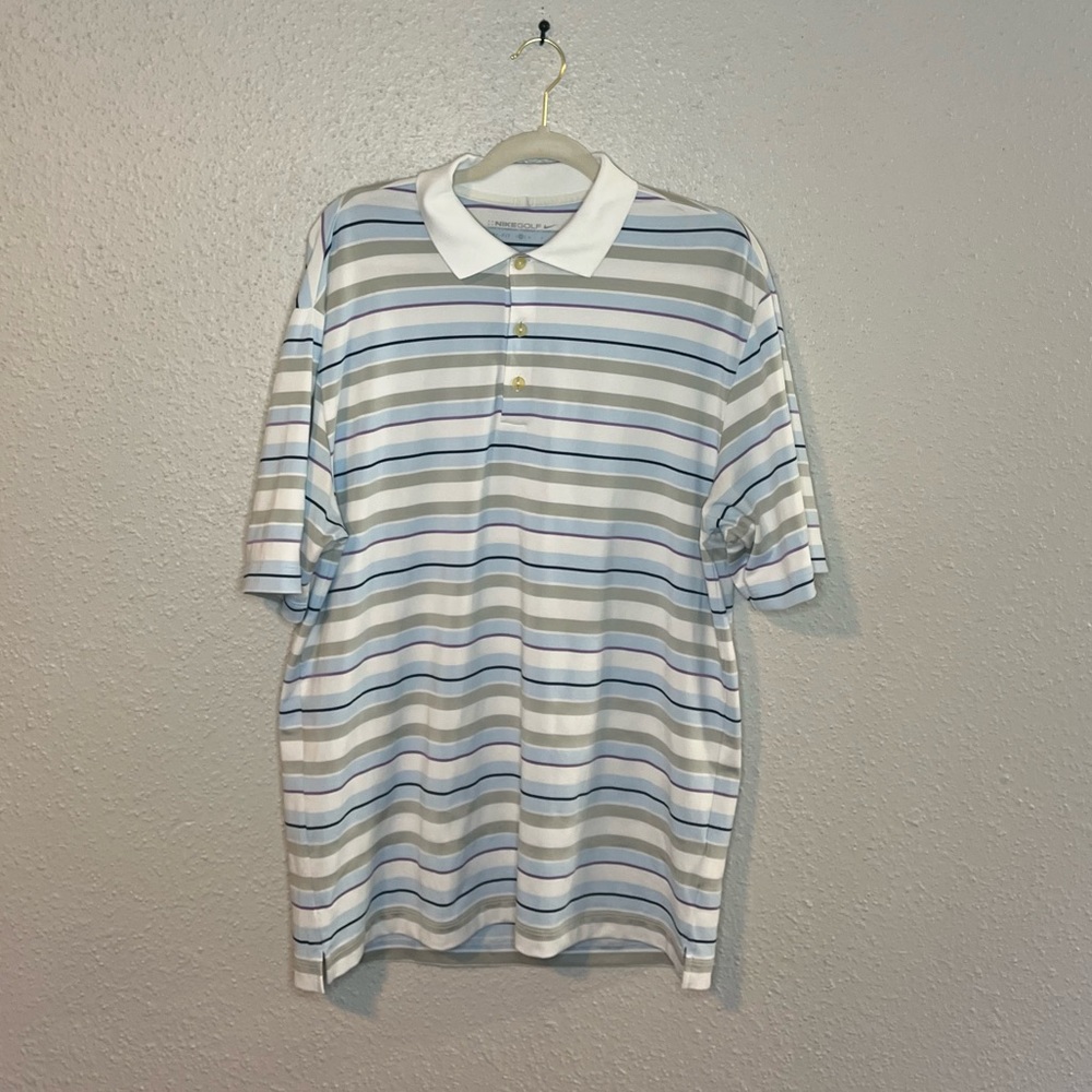 Nike Golf Dri-Fit Polo Shirt Men’s M Striped Short Sleeve